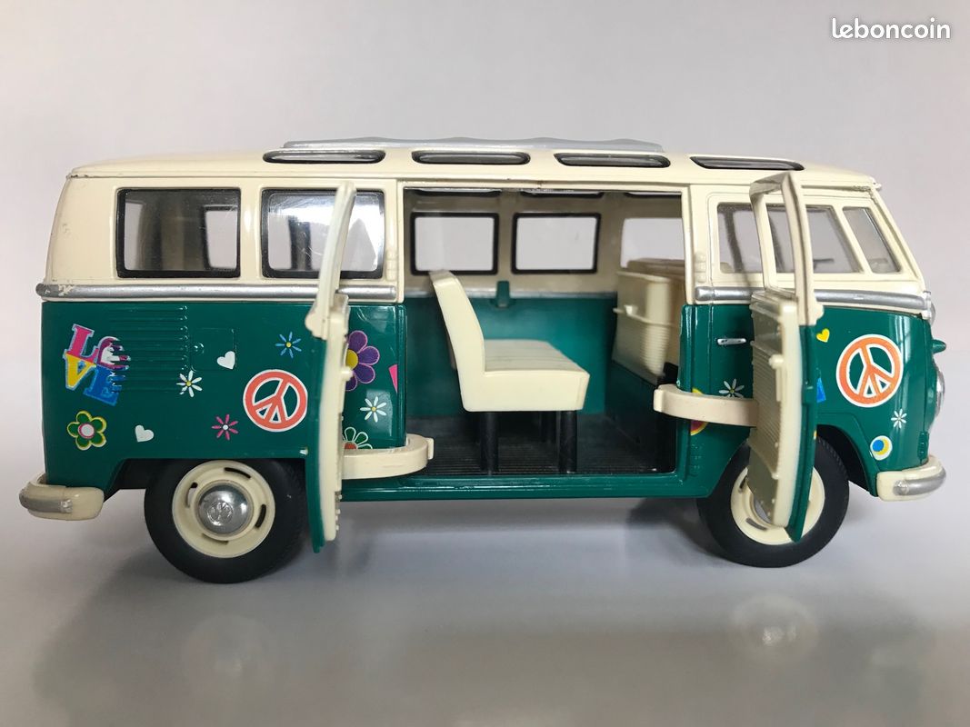 SCHUCO 1/64 VW Volkswagen T2 Camper Bus bleu blanc. modèle de voiture