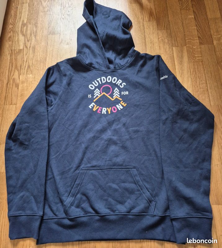 Pull imprime Columbia avec capuche | Taille XL enfant | Randonnée | Bleu marine (image 2)