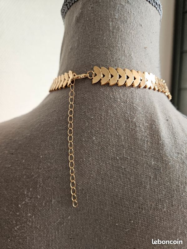 Collier Ras Du Cou Plaqué Or Jaune RR - Longueur ~41-45cm, Vintage, Occasion