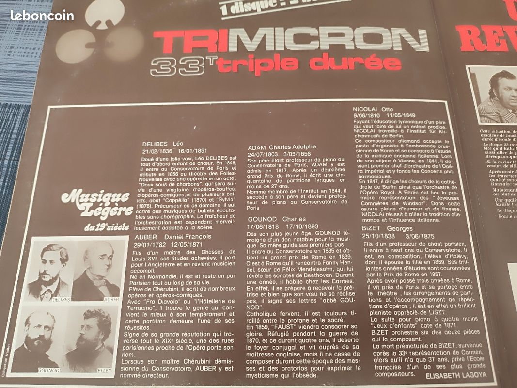 Disque Vinyl vintage "Musique légère du 19ème siècle" (image 3)