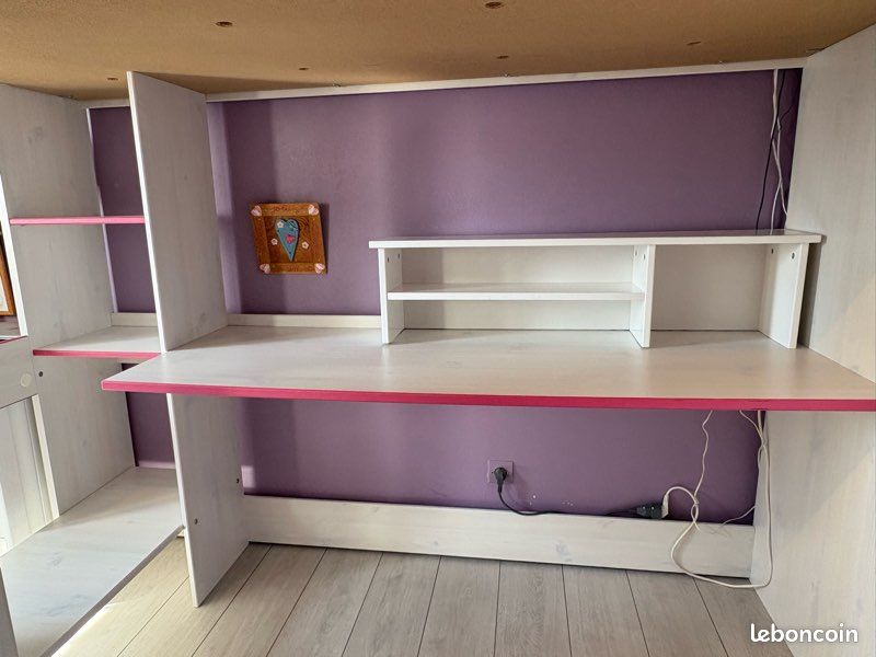 Lit mezzanine avec bureau et matelas (image 3)