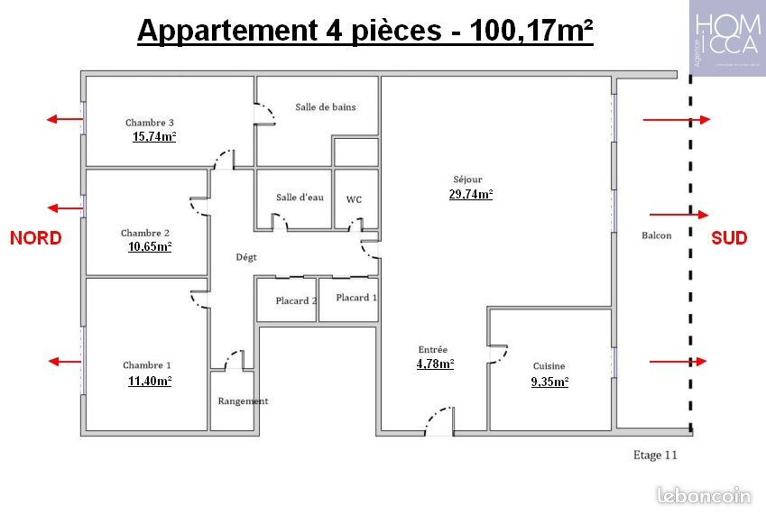 Appartement 4 pièces 100 m² · à Lyon · 100 m² · 289 000 €