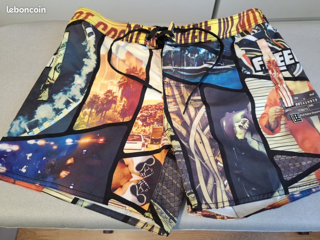 Beau short de bain homme Freegun XL imprimé excellent état Vêtements