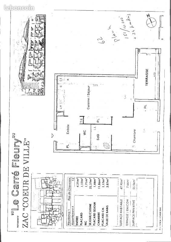 Appartement a louer fleury-les-aubrais - 2 pièce(s) - 47 m2 - Surfyn