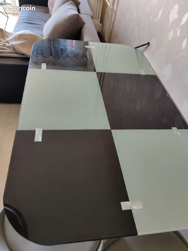 Table de salle à manger 6 personnes en verre trempé (image 4)