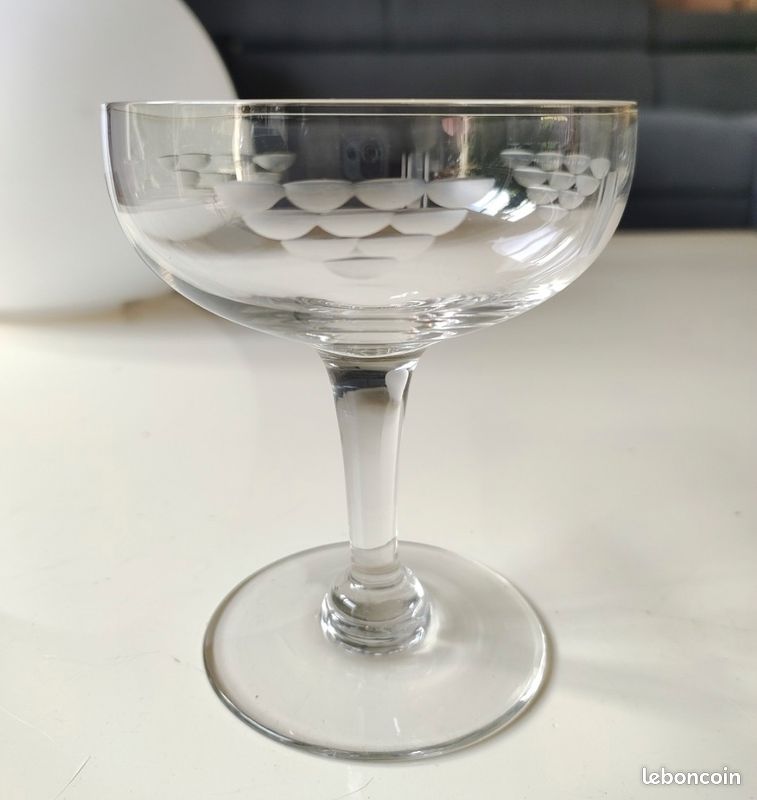 Coupe à Champagne En Cristal Vintage Art Nouveau - Déco France - Modèle De Collection N4793