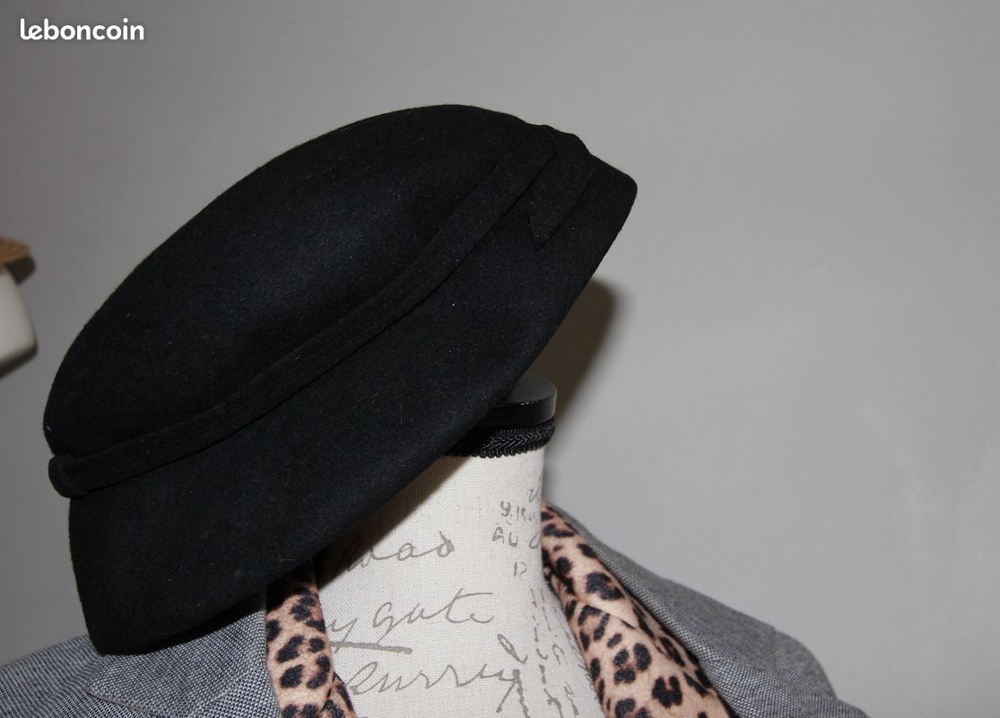 Vintage années 50 chapeau feutre noir (image 10)