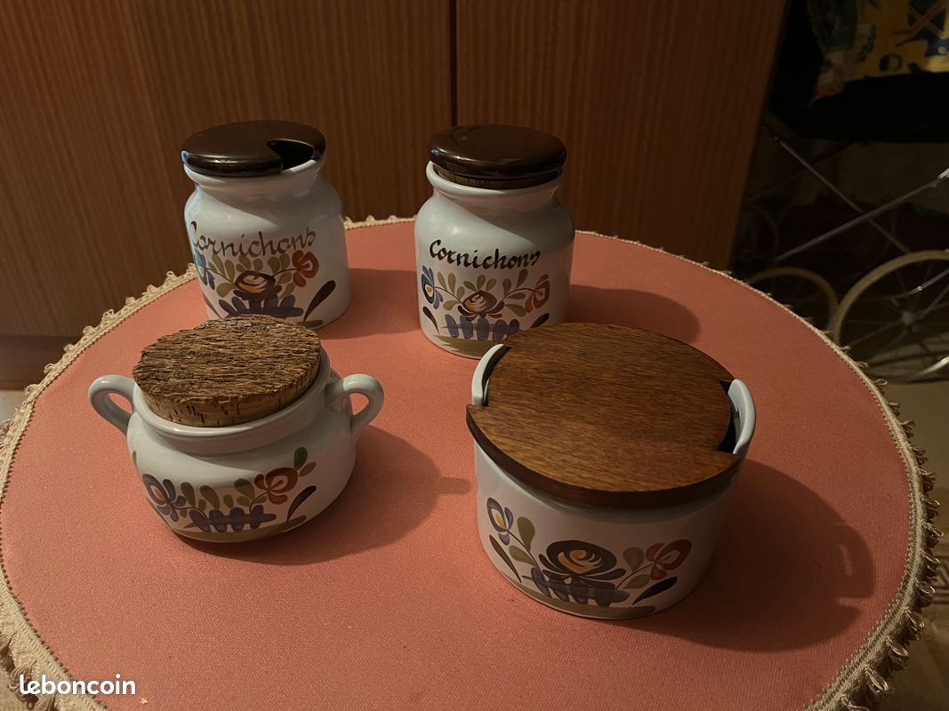 POT A COUVERCLE BOIS - Chaumière - Anses - Faïence Desvres - G. FOURMAINTRAUX -(MO51) (image 6)