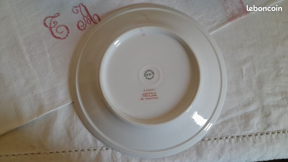 Superbes sept anciennes assiettes creuses Fonteyne la Rochelle Véritable porcelaine extra dure en excellent état (image 18)