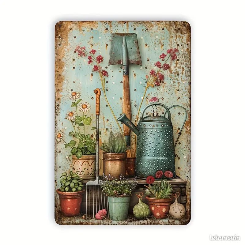 PLAQUE METAL vintage Jardin 20 X 30 Extèrieur / Intérieur (image 1)