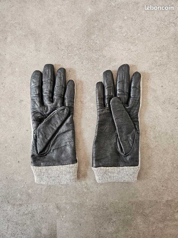 Gants bi matière simili cuir noir gris chiné Mango Taille M Très bon état (image 3)