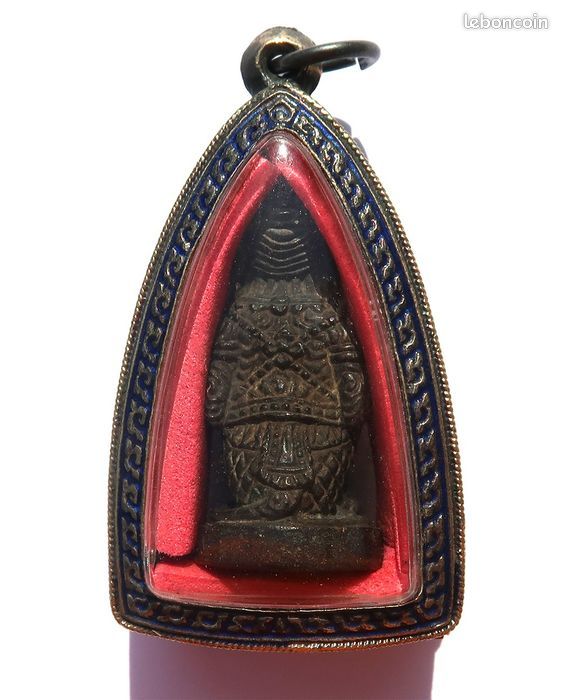 Grande amulette de protection - Monastère de Thaïlande - Province de Kanchanaburi - Métal ouvragé - (image 2)