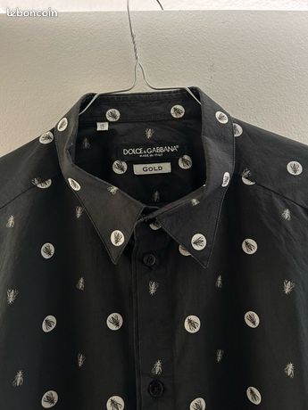 Chemise Dolce & Gabbana Homme - Cuir Bleu Marine - Taille 46 - Manches Longues - Occasion TB