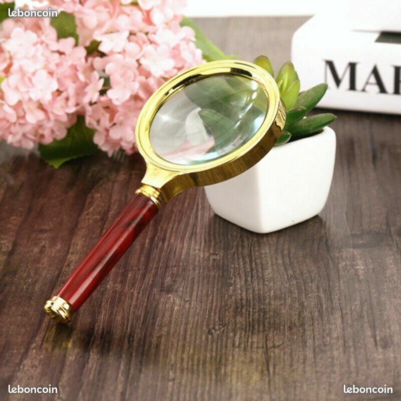 Loupe Métal Doré Décor Chinois – Diamètre 60 Mm, Objet De Collection Ou Lecture
