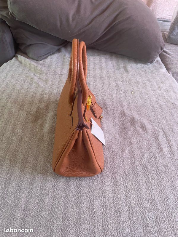 Sac à main en cuir véritable marron 25cm (image 3)