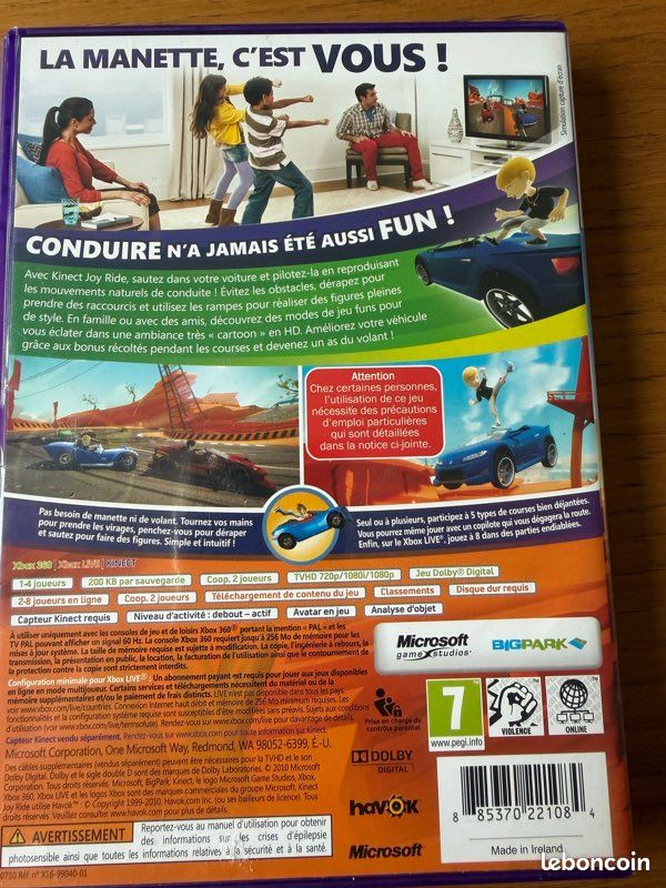Jeu Kinect Joy Ride Pour Xbox 360 - Version Française Complète (boîte, Instructions), Bon état