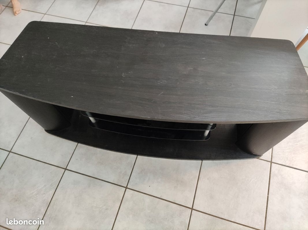 Meuble TV bois noir (image 2)