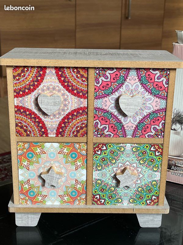 Petit meuble de rangement 4 tiroirs décoratifs – neuf (image 1)