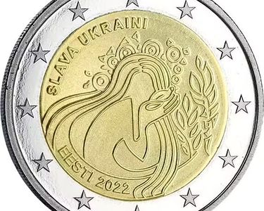 Pièce de 2 euros couleur 2022 Estonie Slava Ukraine - Gloire