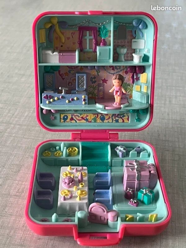 Polly Pocket party Time Surprise Bluebird 1989 rose un personnage figurine (image 1)