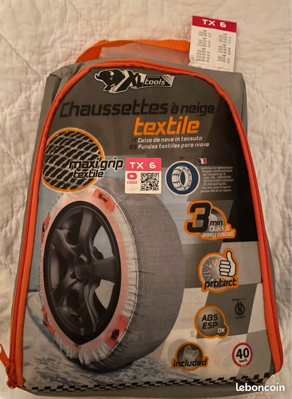 CHAUSSETTES A NEIGE TEXTILE HOMOLOGUÉES XL PERFORM TOOLS TX 6 MAXIGRIP Neuve (image 1)