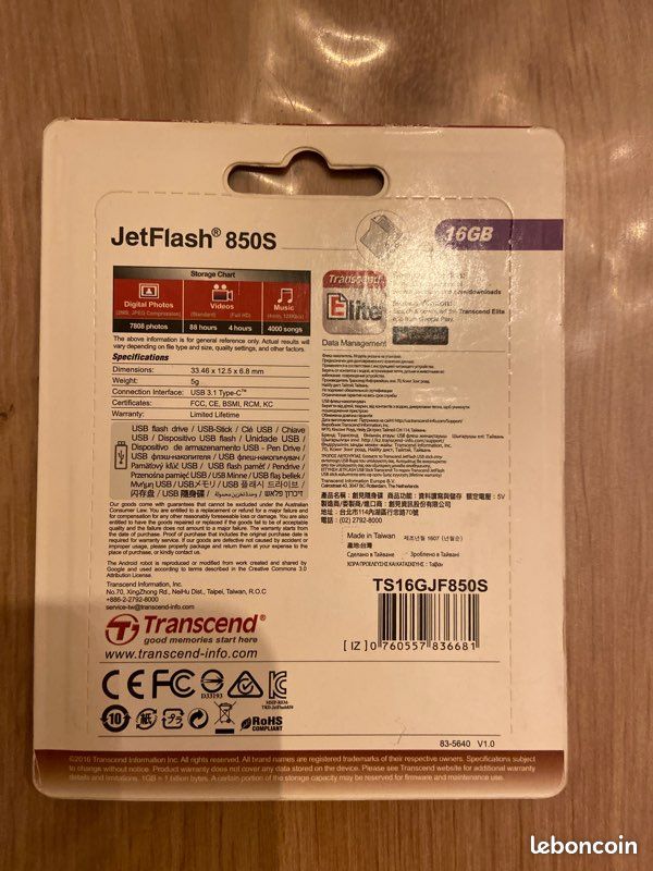 Clé usb-c jetflash Transcend USB 3.1 16GB (image 2)