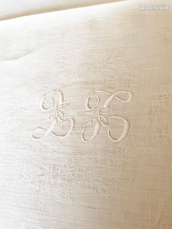 Nappe Et Serviettes Anciennes , Damassé Coton , Fin 19eme Nappe Et Serviettes Anciennes , Damassé Coton , Fin 19eme