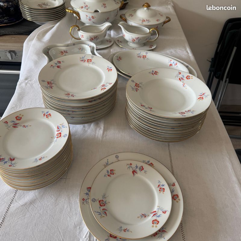 Lot De 6 Assiettes Anciennes Thomas Bavaria - Porcelaine Floral Vintage - 20 Cm