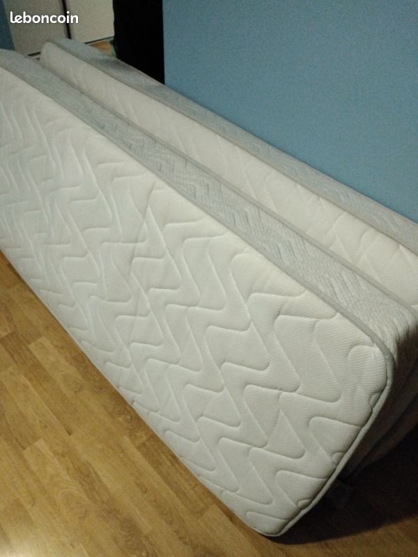 Lit merisier 140*190 avec sommier électrique et matelas (image 4)