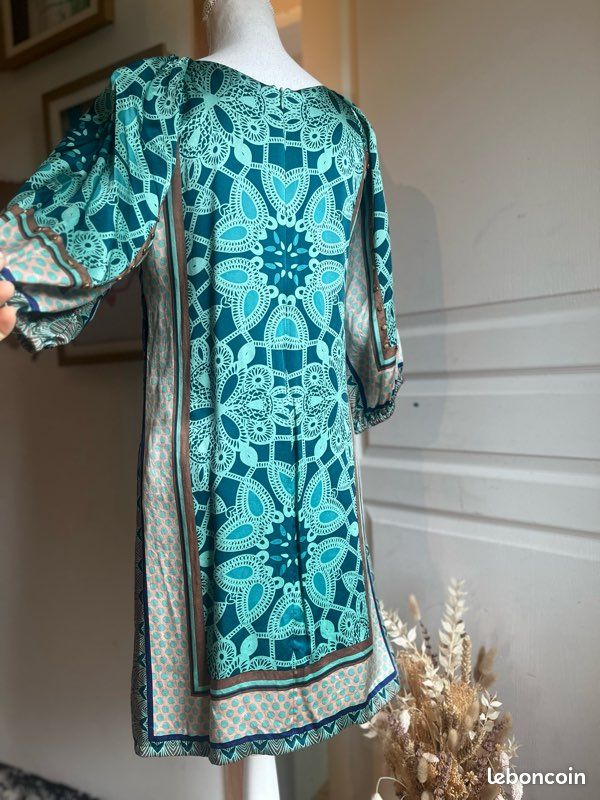 Robe Noire Femme René Derhy Taille S, Style Folklorique Caftan, Occasion Bon état