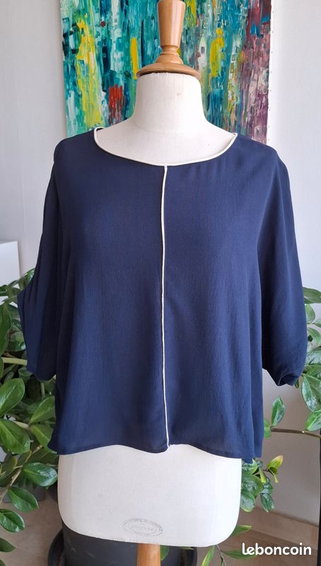 Magnifique blouse kimono marine Zara taille 40-42 (image 1)