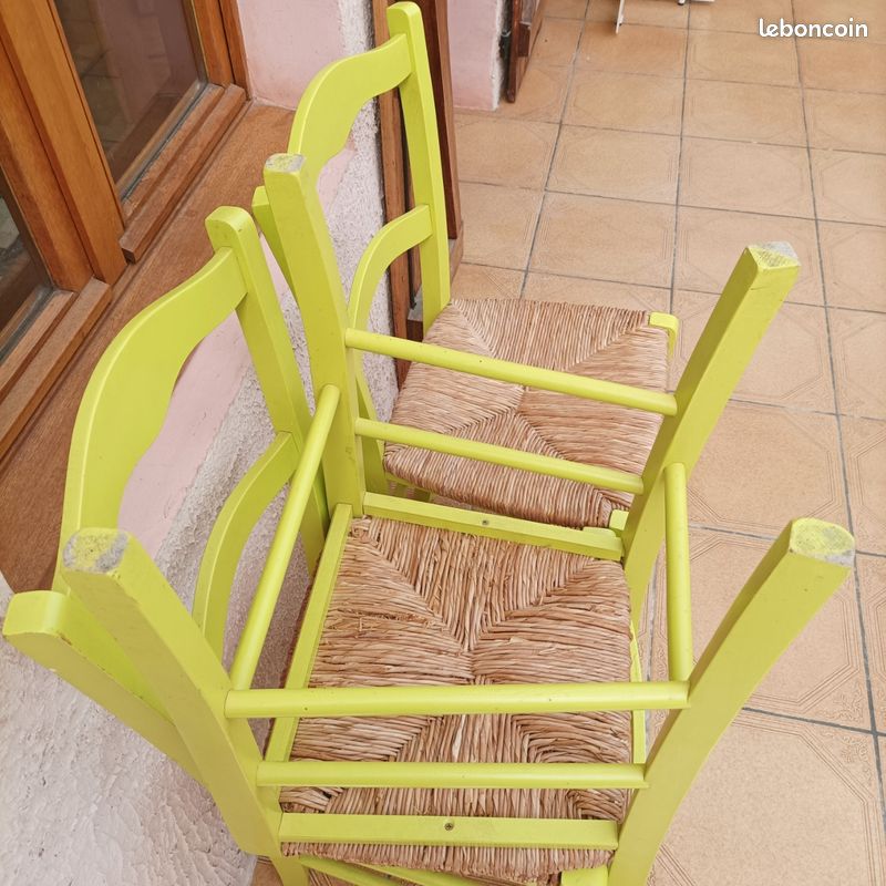 Lot 3 chaises bois rottin be vert (image 3)