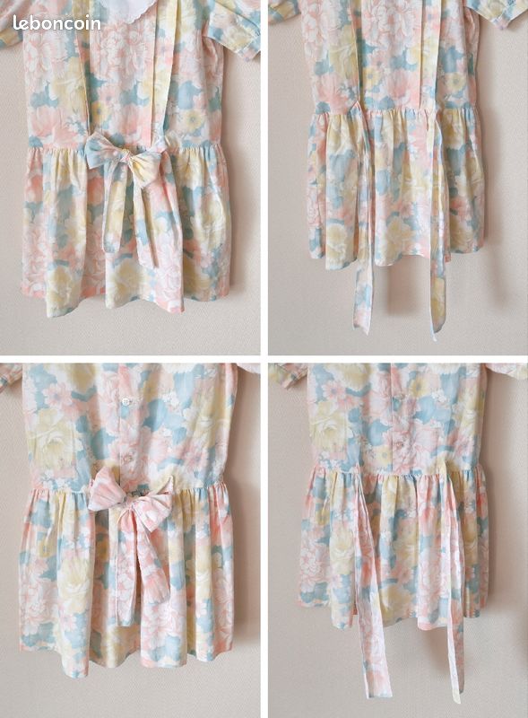Adorable robe vintage fille manches courtes fleurie - Taille 5 ans (image 4)