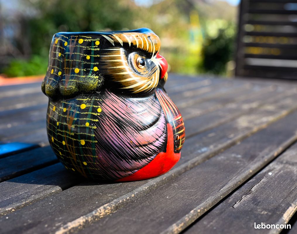 Pot De Fleurs Suspendu En Forme De Chouette En Résine - 20x12x11,5 Cm - Drainage Intégré - Pour Intérieur Et Extérieur
