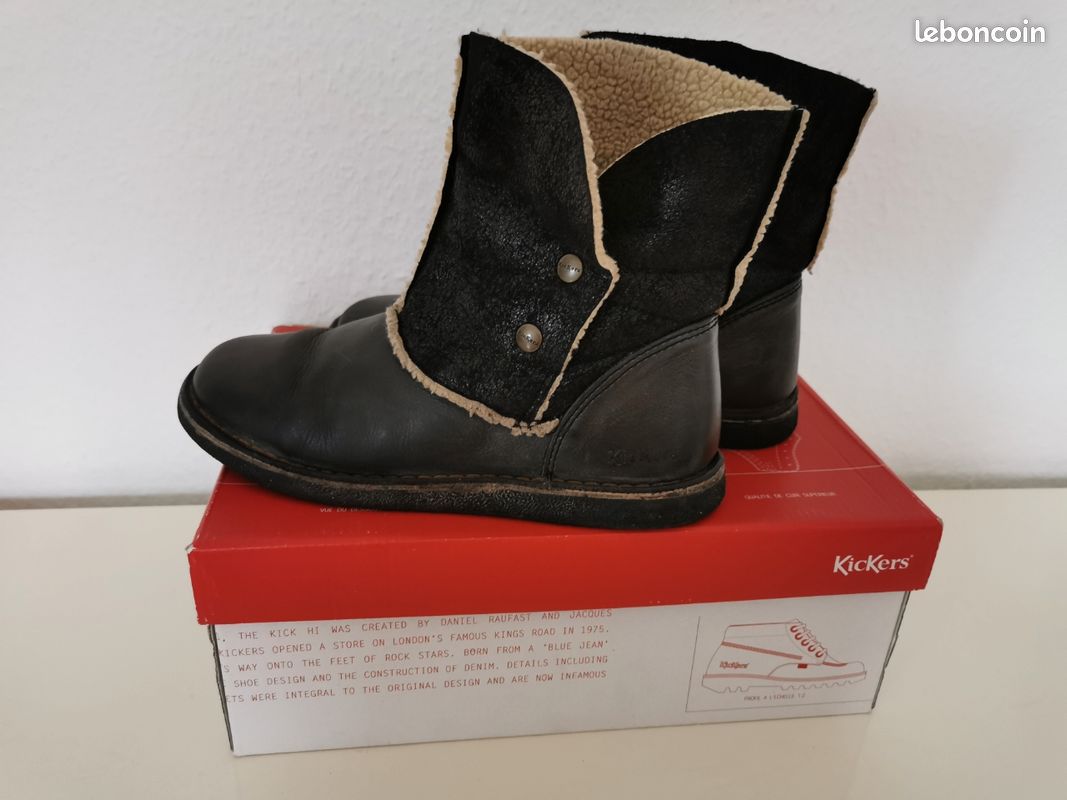 Bottines noires Kickers cuir et daim très bon état taille 40 (image 2)