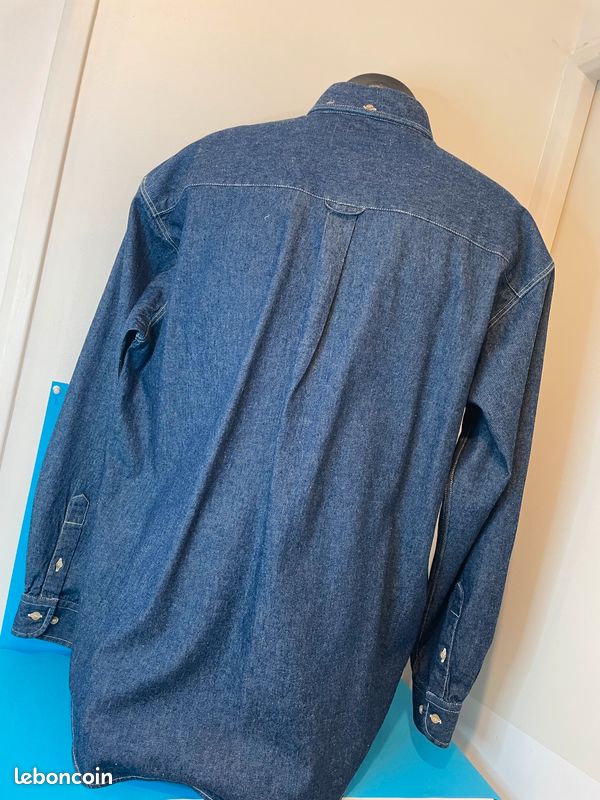 Chemise Simms Homme Vintage Bleu Denim Chambray - Taille L - Occasion état Neuf