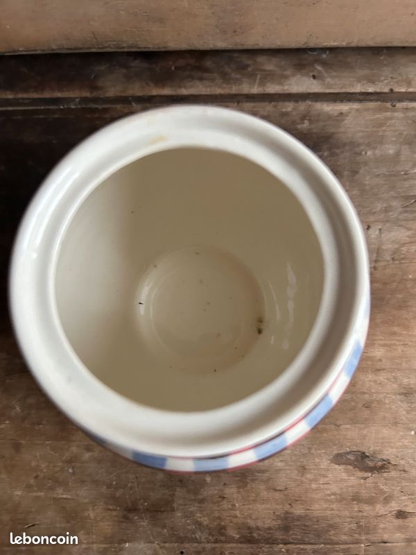 Pot couvert sucrier et presentoir Villeroy Boch Mettlach Sarre vichy peint main 8202 (image 8)