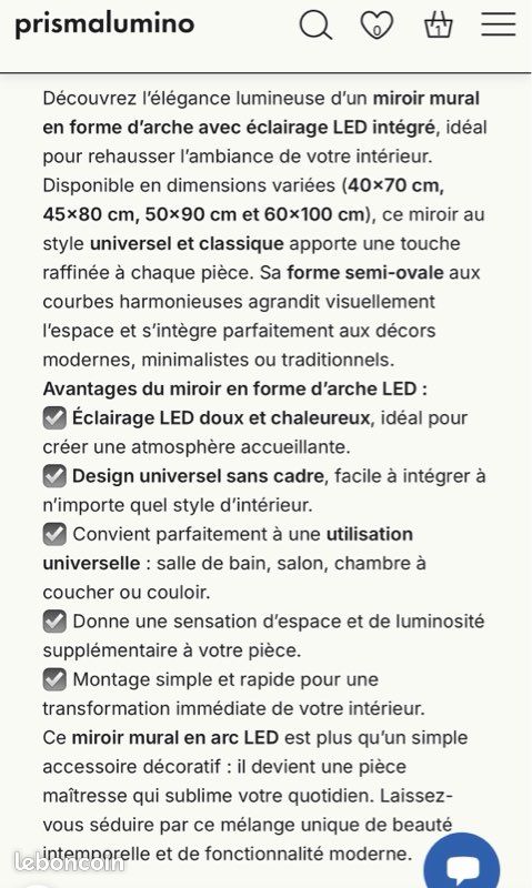 Miroirs neufs en forme d’arche rétro éclairage led (image 4)