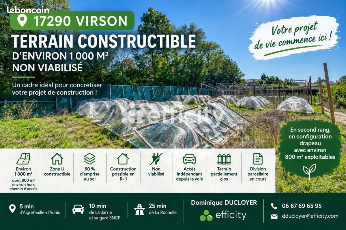 Terrain 1000 m² · à Virson · 99 000 €