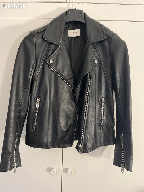Leather Biker Perfecto Cuir Sandro Daim Sandro Veste Sandro Cuir