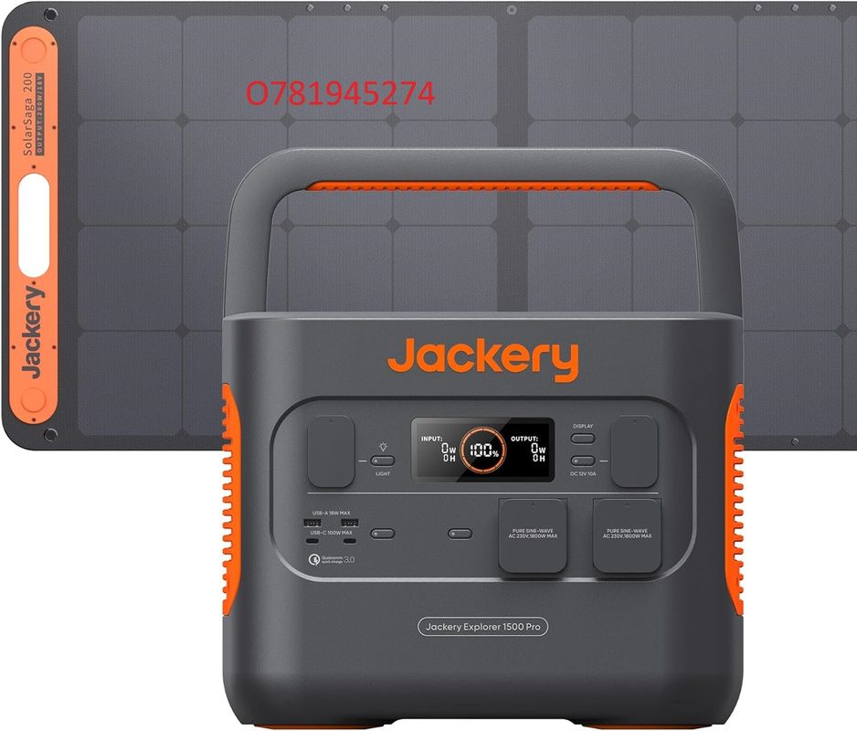 Neuf】 Generateur Station d'énergie portable Jackery Explorer 1500 PRO 1512  Wh + 200W Panneau Solaire Jackery Solarsaga - Équipement caravaning