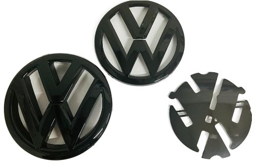 Pack 2 logos Volkswagen VW noir brillant POLO 6R coffre et