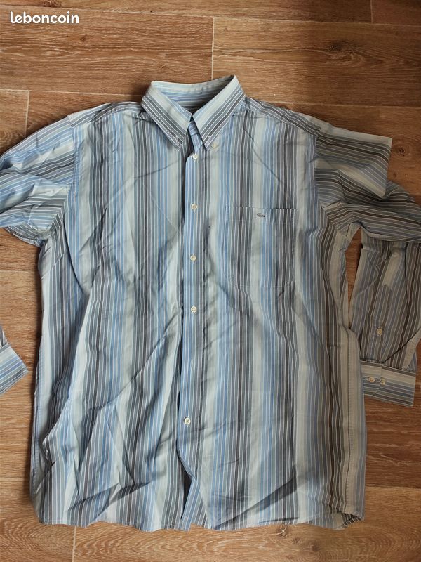 Chemise rayée Lacoste bleue taille 39 super état (image 2)