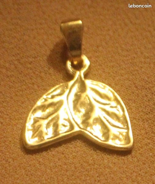 #Pendentif doré 2 feuilles NEUF (image 3)