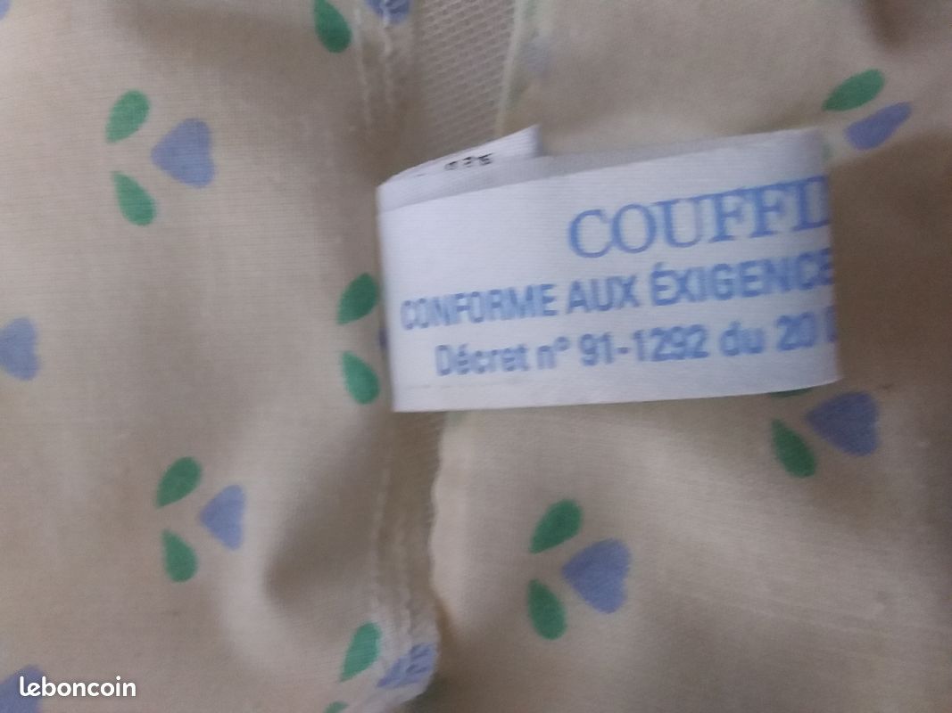 Couffin en osier habillage bleu ciel et blanc (image 6)