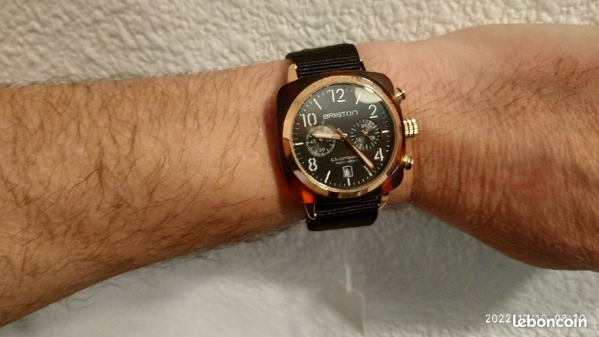 Montre Briston Chronographe Clubmaster Noir NEUVE Classic Acetate + bracelet métal Neuf offert, Blac (image 3)