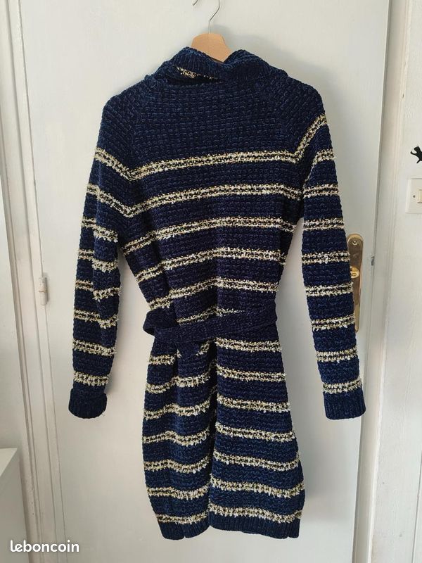 Manteau Laine et velours Pas de boutons, fermeture façon peignoir