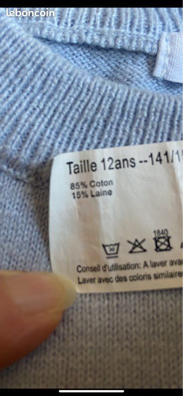 MQJ - Pull à encolure ras-du-cou céleste en mélange laine et cachemire