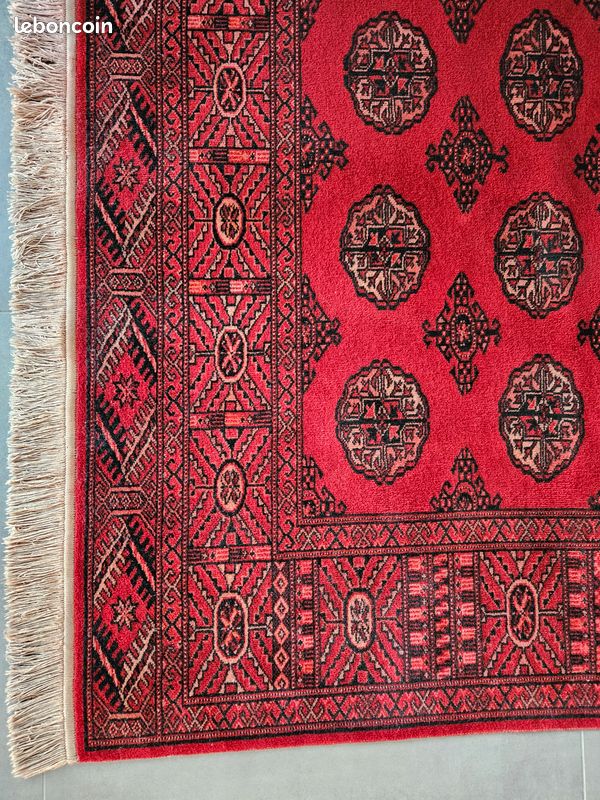 Tapis Boukhara Pakistan noué main 190x290 cm – laine – très bon état - Ameublement