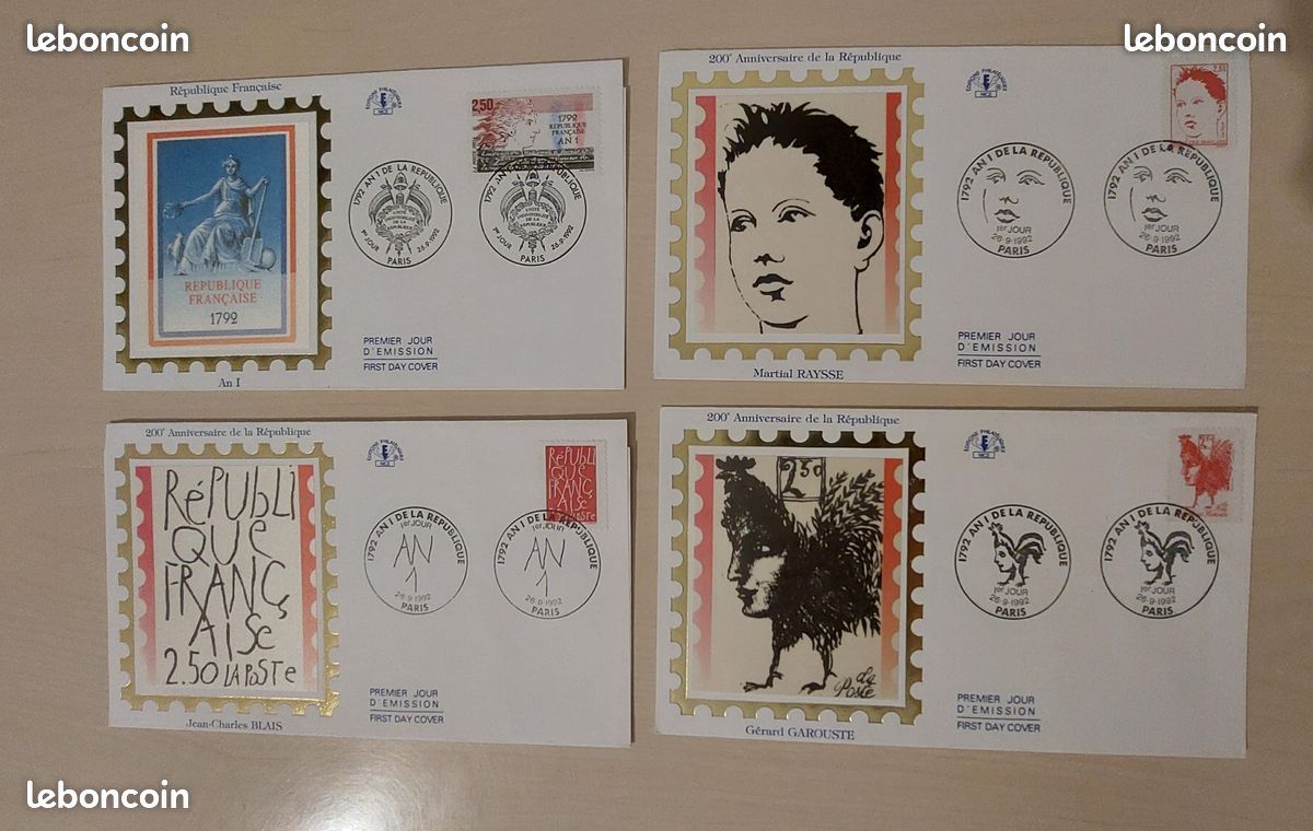 4 enveloppes 1er jour - An I république 1992 (image 1)